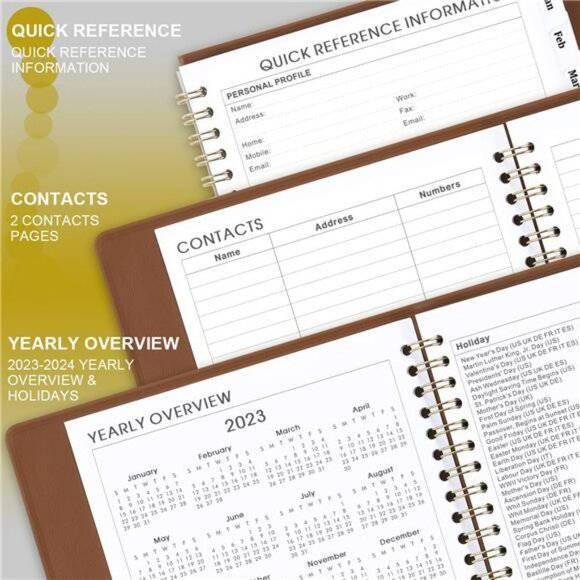 2023 Planner - Planner 2023, Weekly & Monthly Planner, 6.5" x 8.7" - Brown - Picture 5 of 7